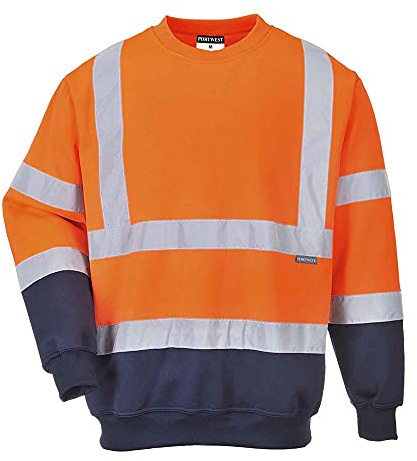 PORTWEST B306 – två toner varningsskydd-sweatshirt, 1 st, XXL, orange / marin, B306ONRXXL