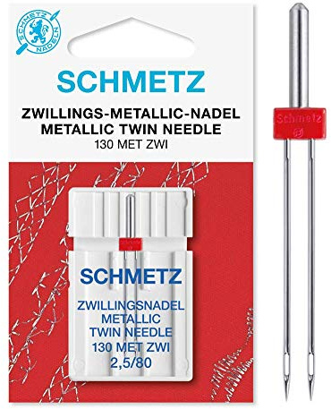 SCHMETZ | Zwillings-Metallic | 2.5/80 | 1 Nähmaschinennadel | 130/705 H-MET ZWI 2.5 | für alle gängigen Haushaltsnähmaschinen mit Zickzack-Funktion