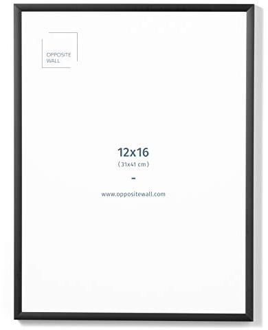 Opposite Wall Aluminium Metal Picture Frame, 12x16 in. | 31x41 cm Black Sleek Matte, Lightweight, Shatterproof and Durable, Perfectly Crafted for Picture, Poster, Photo and Collage Displays