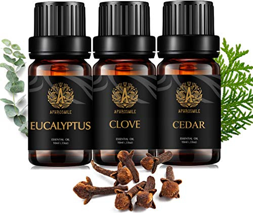 Aromaterapia Cedar aceite esencial para difusor, 3x10ml 100% puro Eucalipto Aceite Esencial Kit para humidificador-eucalipto,cedro,clavo aceite esencial set, aromaterapia clavo Aceites esenciales Kit