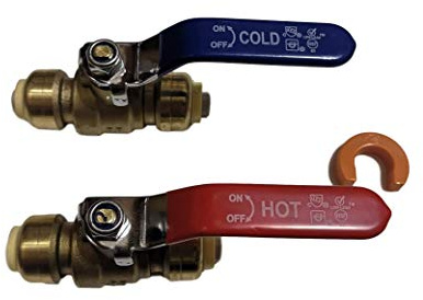 2 Pieces XFITTING 1/2 Push Fit Ball Valve with 1 Free Clip, 1 Piece Each, Certified to NSF ANSI61 - Brass, Full Port