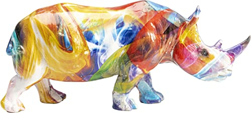 KARE Design figura decorativa Colored Rhino, multicolore, motivo animale esotico, stile pop art, decorazione salotto, scrivania, idea regalo, 17 cm, Rinoceronte