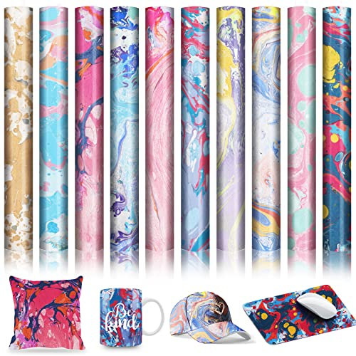 Infusible Transfer-Tintenblätter, Cysincos Sublimations-Transferpapier für Tasse, Presse, Untersetzer, Tasche, T-Shirt-Kissen, DIY-Sublimation, blanko Produkt (Aquarell, 10 Stück)