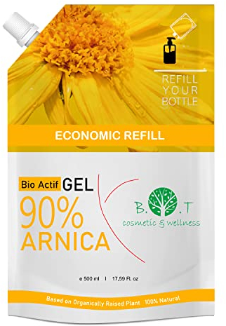 Gel de Arnica Forte Altamente Concentrada Arnica Extra Fuerte 100% Natural Gel Masaje Relajante Muscular, Circulacion Piernas Cansadas y Piernas Hinchadas - Formato Ahorro 500 ml