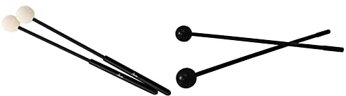 XDrum MM4 Xylophonschlägel - Lieferung im Paar - Vibraphonschlägel mit Länge: 31cm - Kopf aus Filz- Kopfdurchmesser: 2,8cm - Filzkopf & A-Star Glockenspiel-Schlegel, hart – 1 Paar Weicher Gummi