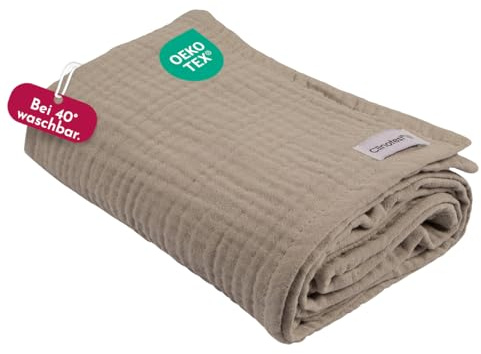 Clinotest Musselintücher Baby - 1Stk. 80x80cm - waschbare Mulltücher ohne Einlaufen - saugstarke Baby Spucktücher aus 100% Musselin-Baumwolle - weiches und atmungsaktives Pucktuch (beige)
