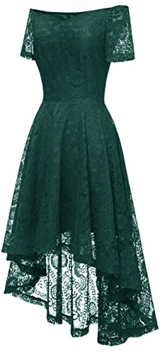 Damen Kleider Elegant Lang Festliche Kleider für Damen Sexy Trägerlos Spitzenkleid Elegant Abendkleider mit Unregelmäßige Saum Vokuhila Kleid Hohe Taille Cocktailkleid Knielang Partykleid Dark Green