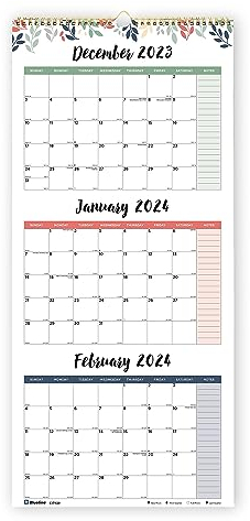 Blueline Dreimonats-Wandkalender 14 Monate Dezember 2023 bis Januar 2025 Doppeldrahtbindung mit Öse Blätter