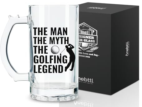 Onebttl Funny Golf Beer Glass 17oz(500ml) for Golfers - The Man The Myth The Golfing Legend - Gift for Dad, Coworker, Boss, Birthday, Retirement