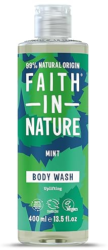 Faith In Nature Natural Mint Body Wash, Invigorating Shower Gel, Vegan & Cruelty Free, No SLS or Parabens, 400m