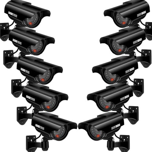 AlfaView Cámara Falsa Dummy Cámara, Solar de Seguridad Fake Cámara Simulada, con Luz LED Intermitente para Exteriores Interiores Hogar Negocios