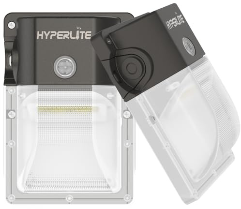 HYPERLITE LED Wall Pack Light: 30W 3600lm 5000K Daylight Outdoor Wall Lights with Dusk to Dawn Sensor - 120Vac IP65 Waterproof Outdoor Security Flood Lighting for Garage House Garden UL Listed 2 Pack