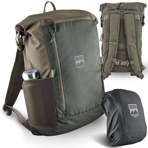 RUVO® Premium Rucksack I Rolltop Rucksack mit viel Stauraum, wasserabweisend & robuster Verarbeitung I Tagesrucksäcke für Arbeit, Reisen & Freizeit