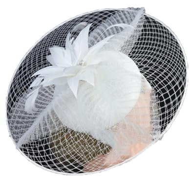 Yeuyyben Fascinator für Teepartys, Kopfschmuck, Kopfbedeckung, Fascinator für Cocktail, Braut, Hochzeit, weiß, Einheitsgröße