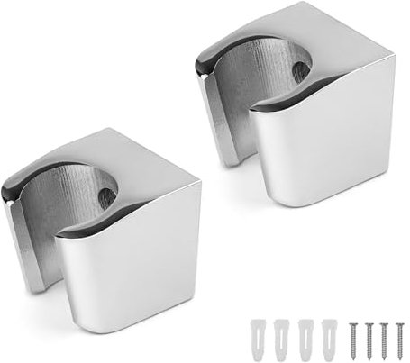 0XBIT Soporte de Ducha, 2 Piezas Cabezal de Ducha Soporte de aleación de zinc plateado, Soporte de Ducha para Montaje en Pared con tornillos, Compatible con la mayoría de cabezales de ducha