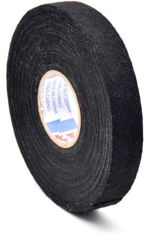Bailinks Wiring Harness Tape 19MM x 25M,Black Electrical Tape Fabric Tape Self Adhesive Cloth Tape Cable Looms Tape, Reduce Noise Heat Resistant Automotive Car Wiring Harness Tape Insulation Tape