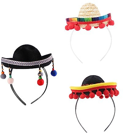 CANIGHT 3er Satz Stirnbänder Tag Der Toten Mexikanischer Hut Haarschmuck Stoff Kopfschmuck Für Party Und Festival
