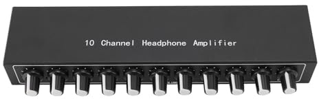 VBESTLIFE Amplificateur de Casque 10 Canaux, Entrée 3,5 Mm, 1 Entrée 10 Sorties, Amplificateur de Casque Audio Stéréo pour Studio et Scène