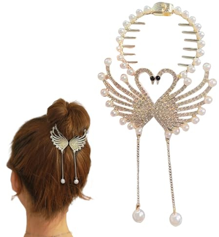 Bun Maker Hair Dutt Maker - Dünnes Haar Haarknotenmacher Lange Haare Haarspangen mit Pferdeschwanz Metallic Strassplatten Klauenclip 0718