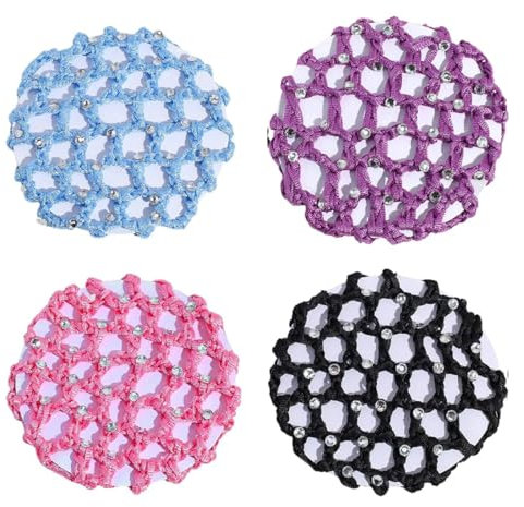 Retina per Fiori per Capelli 4 Pezzi - Copertura per Rete da Danza Classica Con Elastico - Retina per Chignon per Bambini e Infermiere dell'Hotel