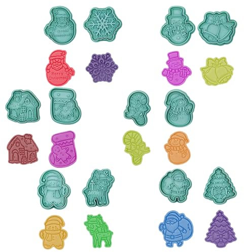12 Stück 3D Keksausstecher, Weihnachtsausstecher, Stempel, Plätzchen Ausstecher, Keksausstecher für Tortendeko, Kekse Backen, Küche Zubehör, Motivtorten, Tortendeko
