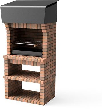 MOVELAR - Barbacoa de Obra Prefabricada para Leña y Carbón Modelo VOLTERRA (Terracota - 94 x 70 x 213 cm) REF: M00863 - Uso en Exteriores