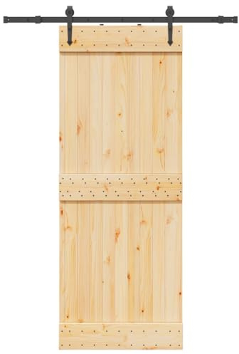 vidaXL Puerta corredera con herrajes madera maciza de pino 80x210 cm