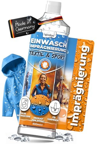 Qindoo Einwaschimprägnierung – Atmungsaktiv & wirkstark – Für Gore-Tex, Outdoor- & Funktionskleidung – Waschmaschinen- & Handwäsche geeignet, PFC-frei – Made in Germany (0,5 Liter)