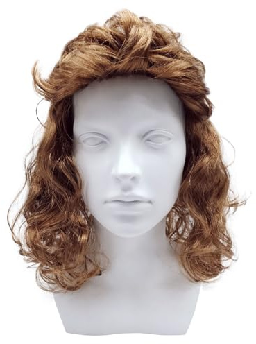 TUONYIS Longue Brun Mulet Perruque, année 80 année70 Perruque, Perruque Rock Blonde, Cheveux Artificiels pour Bad Taste Party, Popstar Perruque Rocker Disco pour Carnaval Halloween Thème (Brun)