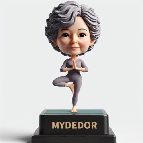 mydedor Custom Yoga Wackelkopf – Baumpose, personalisierte Figur, handgefertigt aus Ihrem Foto für sie, Stärke und Balance, Sammlerstück