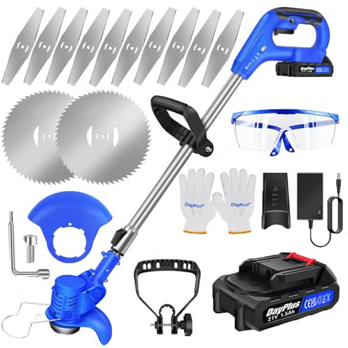 Cordless Strimmer 21V Grass Trimmers 125mm Cutting Diameter Cordless Strimmer for Lawn Garden (1 Battery)