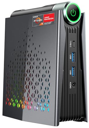ACEMAGIC Warlord Mini S3A Mini PC, AMD R7 8745HS (bis zu 4,9 GHz) Radeon 780M, 32GB DDR5 RAM 1TB NVME PCIe 4 SSD, Micro Desktop Computer Für Bussiness/Office/Gaming Einstellbar in WiFi 6, Win 11 pro