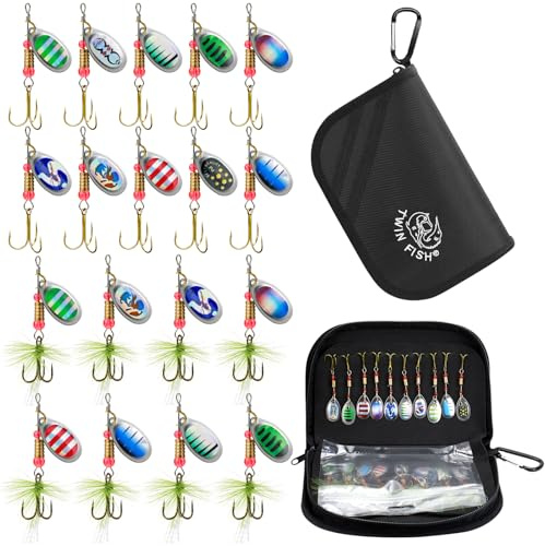 Spinner Set Forellen Spoon Set 18 Stück Spinner Angeln Kunstköder Spinner Blinker Set 3g/3.2g Angelzubehör Forellen Angeln mit Tragetasche Angelset für Barsch Forelle und Andere Raubfische (18 pcs)