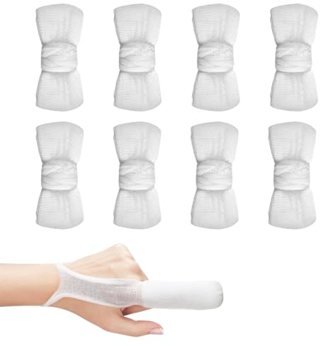8 Stück Fingerverband,Fingerlinge,Fingerlinge Verband,Fingerhülsen Fingerpflaster Weiß Fingerschützer, Finger Verband,Universelle Fixierbinde,Für Arbeit Küche Fingerschutz(3.5x8cm)