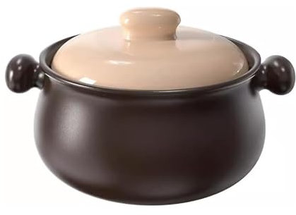 Olla de cocción lenta de cerámica, cacerola de cerámica con tapa, olla de sopa de 4,5 L para guisos y arroz