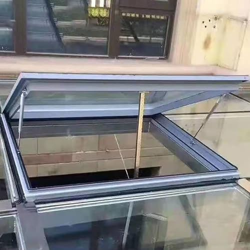 Customizable Aluminum Alloy Skylight Window with Silent Hydraulic Rod & Rain Sensor for Hallway, Sunroom, Stairway, Garage - 70x100cm (27.6x39.4in)