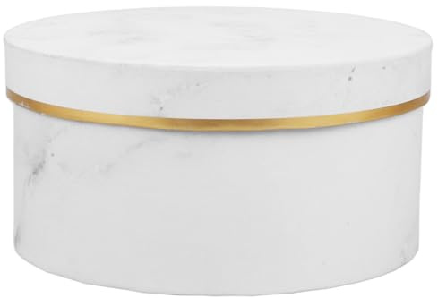 EPIGEIST Runde Geschenkbox mit Deckel aus Papier Marmor Design Weiß Blumenverpackungskarton für Blumenarrangements Geschenkverpackung für Geburtstage Hochzeiten Babypartys Dekorative