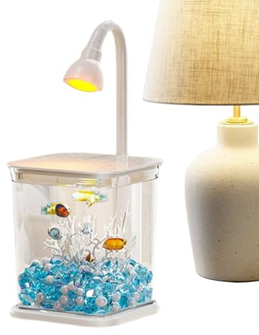 Aquarium pour Combattant | Aquarium avec Éclairage pour Poisson Betta - Décoration Bureau Silencieuse Écosystème Clair pour Maison Bureau Extérieur Table avec Crevettes et Crabes