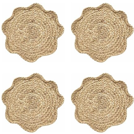 Lifup Tovagliette in Rattan Paglia Set of 4 Decorazioni Sottopiatti per Tavolo da Pranzo e Feste Erba 30 x 30 cm