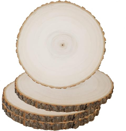 Baumscheiben, Holzscheiben 20 cm Durchmesser, Dicke 1.5 cm Holzplatte Rund, Holzscheibe zum Basteln, Baumscheibe Deko Log, Holzplättchen Große für DIY Handwerk Hochzeit Malerei Weihnachten Deko