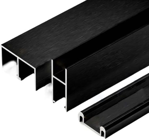 Serenitison Laufschiene für Schranktür,Schiebetürbeschlag für Glas,Aluminiumlegierung SchiebetüRbeschlag,SchiebetüRsystem Gleitschiene,Obere und untere Schiebetürrollen für Vitrinen,Rostbeständig