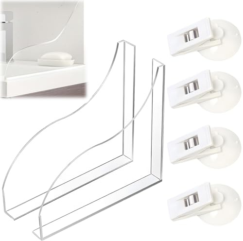 ZeBQrphio 2 PCS Shower Splash Guard, Bath Splash Guard for Water Containment and Safety, Sink Water Splash Guards with White Clips, Plastic for Bathroom and Kitchen Use