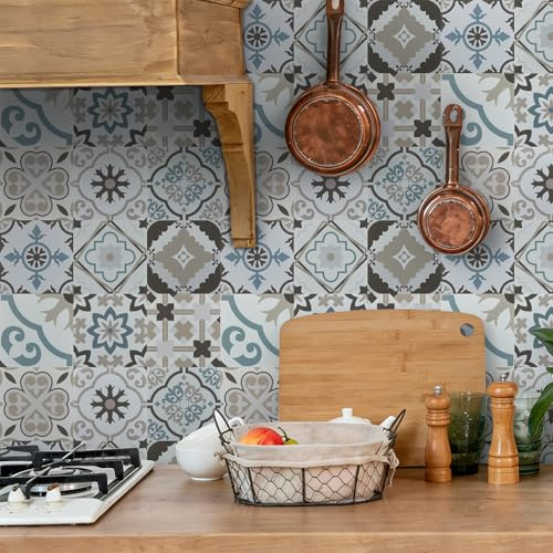 Abyssaly Azulejos adhesivos cocina y baño, Baldosas adhesivas pared Vinilo
