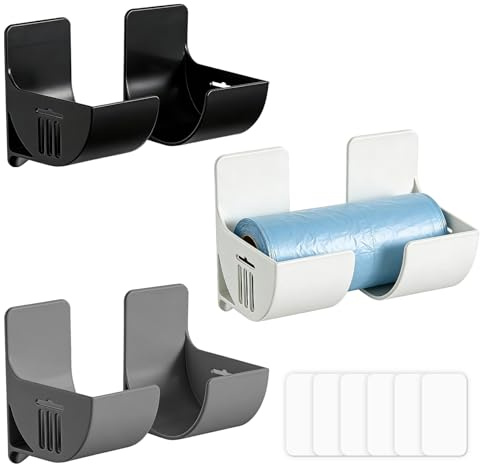 Cjytdkj Lot de 6 (3 paires) - Sans perforation - Organiseur de cuisine - Distributeur de sacs poubelle - Pour armoires de cuisine et sacs poubelle