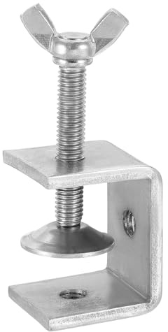sourcing map 304 Stainless Steel C Clamps 35mm Square Mini Tiger Clamp Adjustable Heavy Duty Metal U Clip with Butterfly Screws for Woodworking Welding Mounting, Silver
