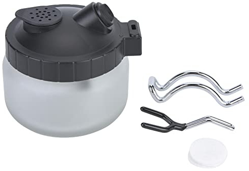 Airbrush Cleaning Pot, Paint Cleaning Jar with Airbrush Holder and Plug, Glass Steel Plastic Made Clean Paint Jar for Airbrush Maintenance, Multi - Color Spraying and Artwork Creat (T888A frosted
