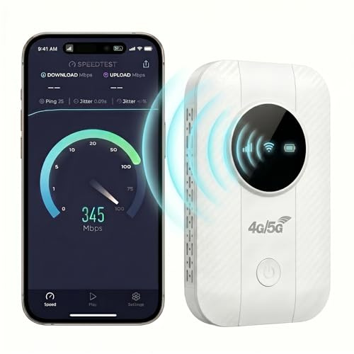 5G Mobile WiFi Hotspot, Portable Router with Wi-Fi 6, Ultra-Fast Internet up to 300 Mbps, Pocket-Sized Travel Modem, Supports up to 28 Devices Simultaneously