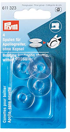 Prym 611323 Nähmaschinenspulen für Apollogreifer, Kunststoff, transparent, 19mm