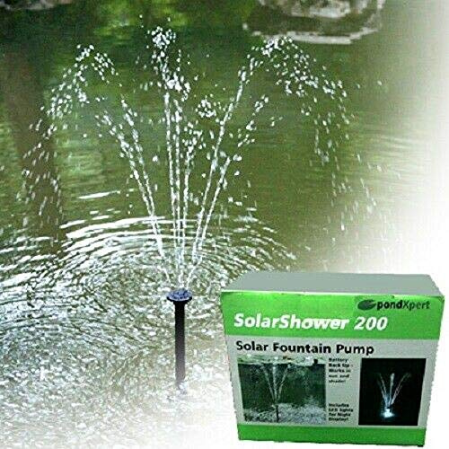 PondXpert SolarShower 200 Solar Pond Pump with Battery and LED Lights.NEW Lithium Battery. Attractive Solar Fountain.