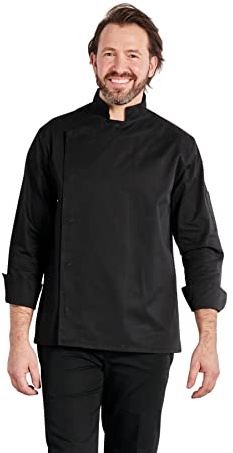 Label Blouse Veste de Cuisine Manches Longues Sergé 210 gramme Couleurs Blanc Pressions inoxydables Lavage Machine 90 degrés ou Industriel